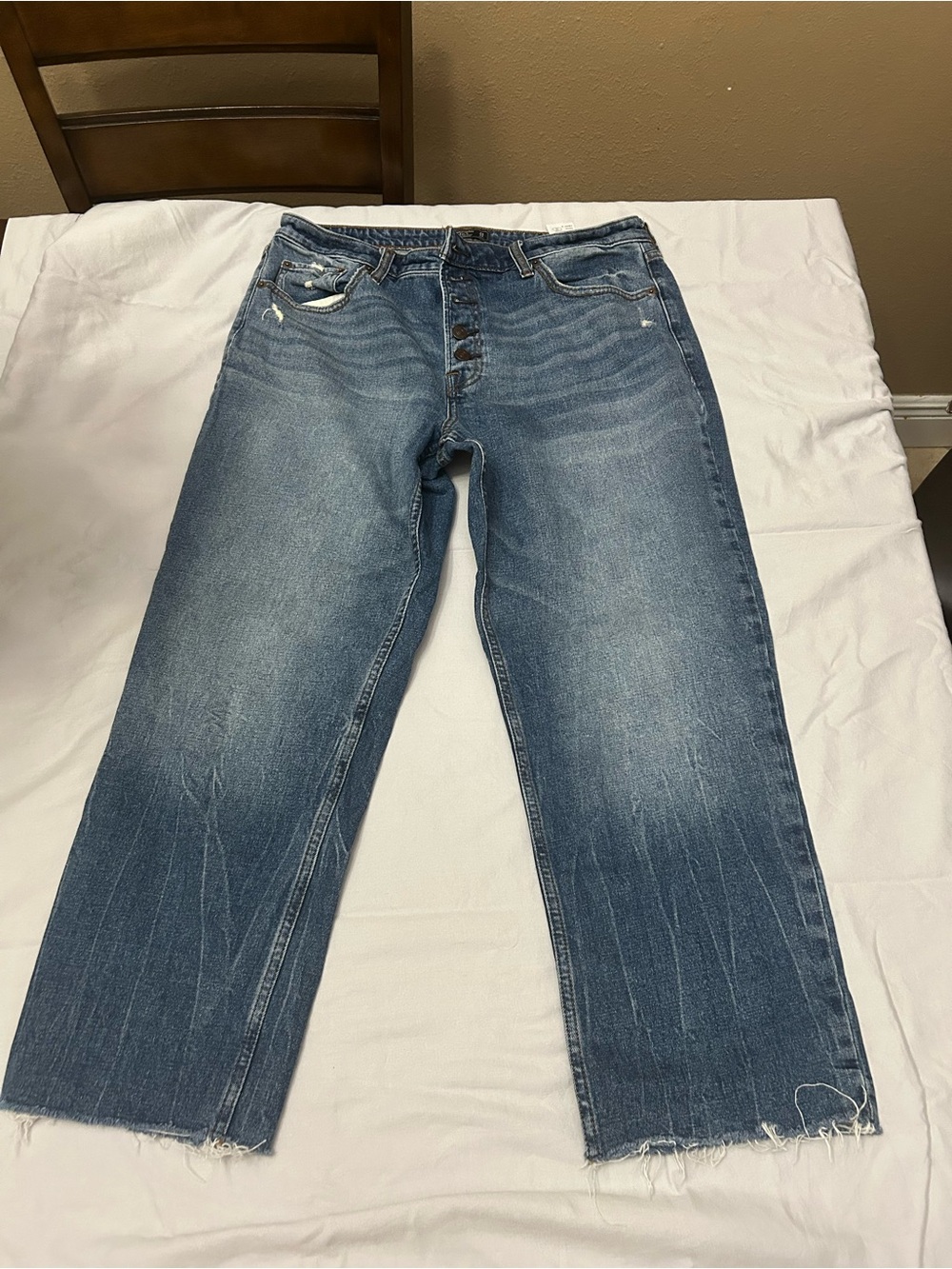 Abercrombie & Fitch Simone High-rise Ankle Straight Blue Jeans Size 32/14r